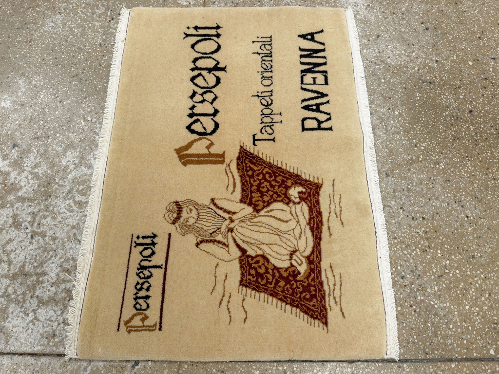 Vintage Persian Kashan Pictorial Rug (Pair: 2 of 2), No.33668 - Gsblank