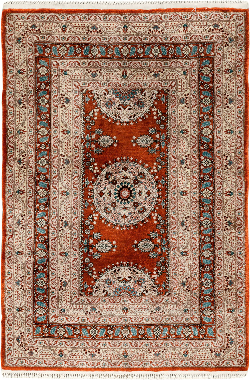 Vintage Chinese Silk Throw Rug In The Tabriz Style, No.33674 - Gsblank