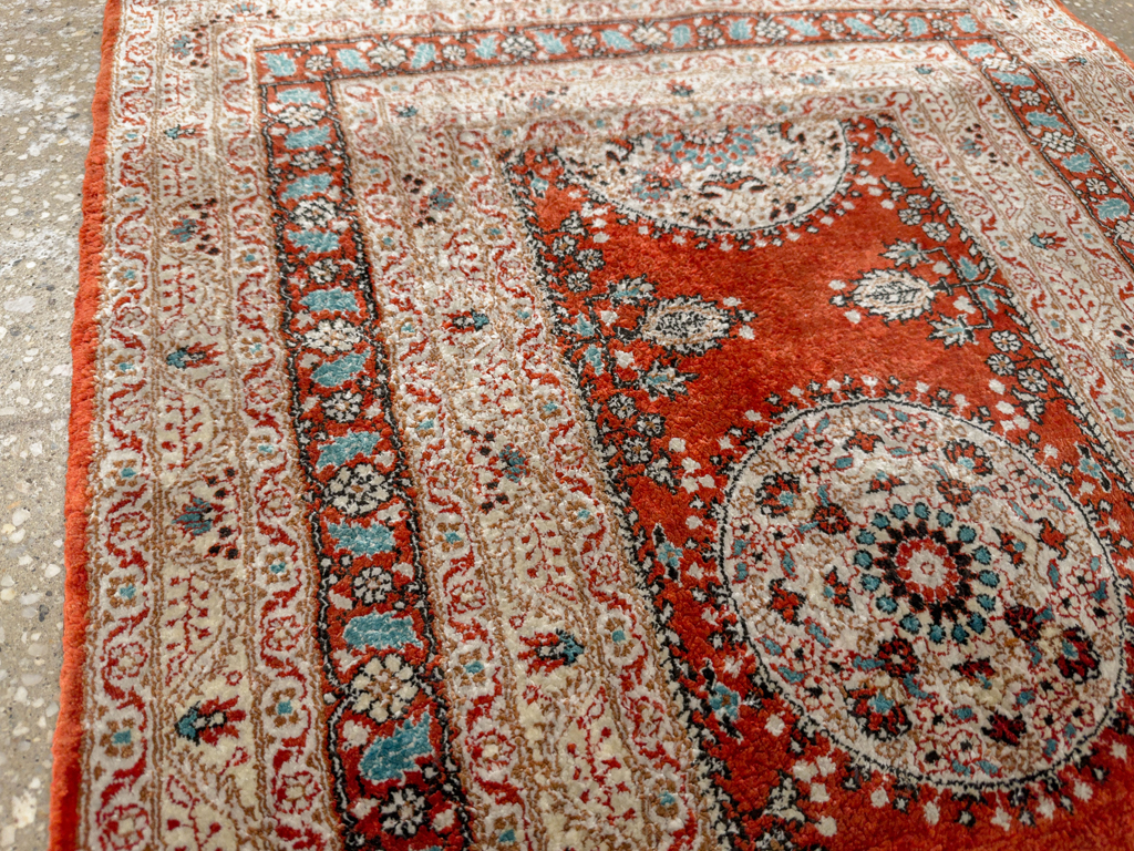 Vintage Chinese Silk Throw Rug In The Tabriz Style, No.33674 - Gsblank