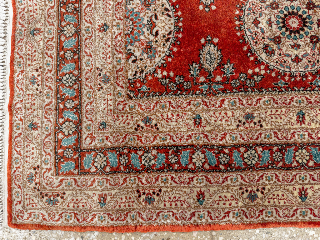 Vintage Chinese Silk Throw Rug In The Tabriz Style, No.33674 - Gsblank