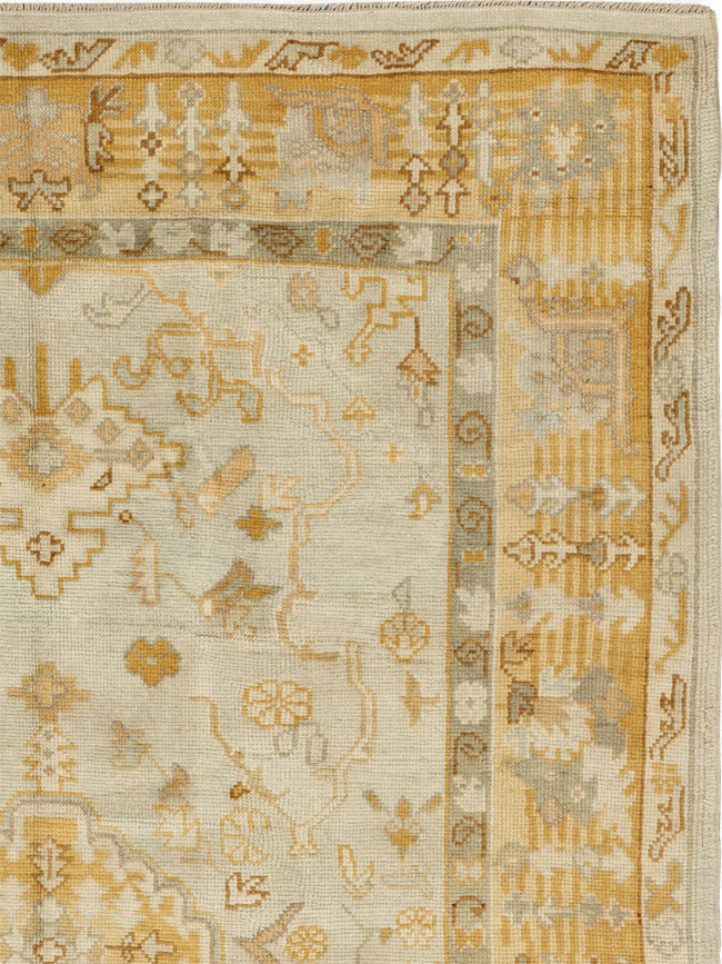 Antique Turkish Oushak Wide Gallery Runner, No.33692 - Gsblank