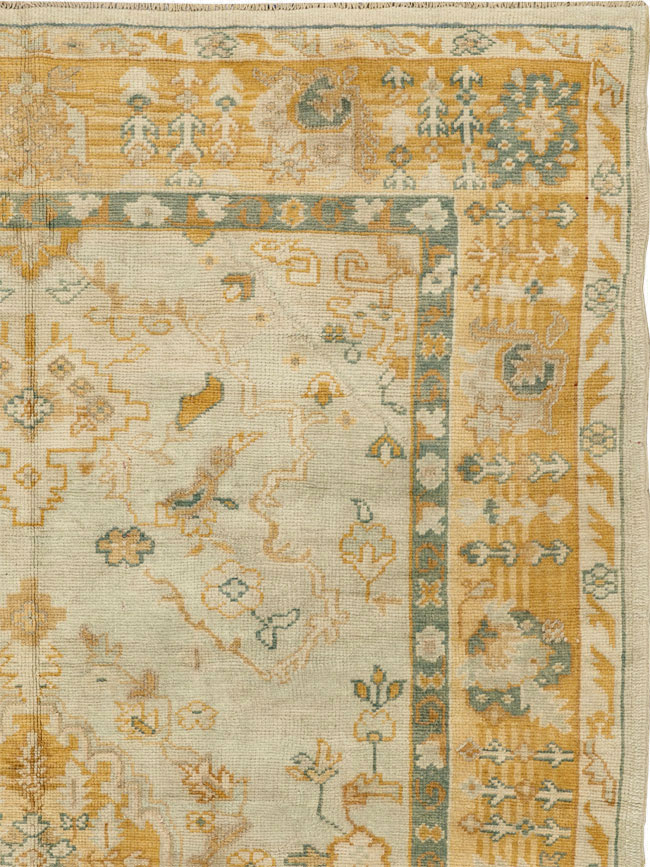 Antique Turkish Oushak Wide Gallery Runner, No.33692 - Gsblank