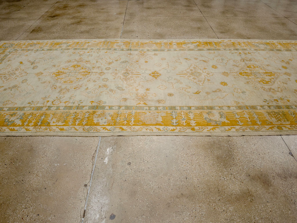 Antique Turkish Oushak Wide Gallery Runner, No.33692 - Gsblank