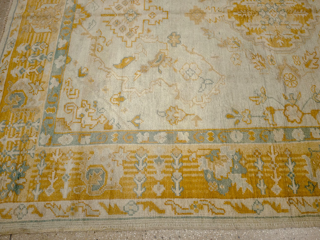 Antique Turkish Oushak Wide Gallery Runner, No.33692 - Gsblank