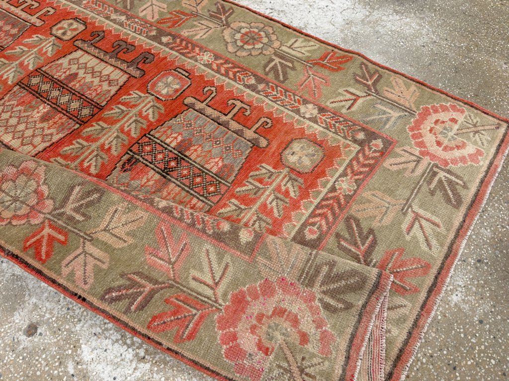 Antique East Turkestan Pictorial Vase Khotan Rug, No.33699 - Gsblank