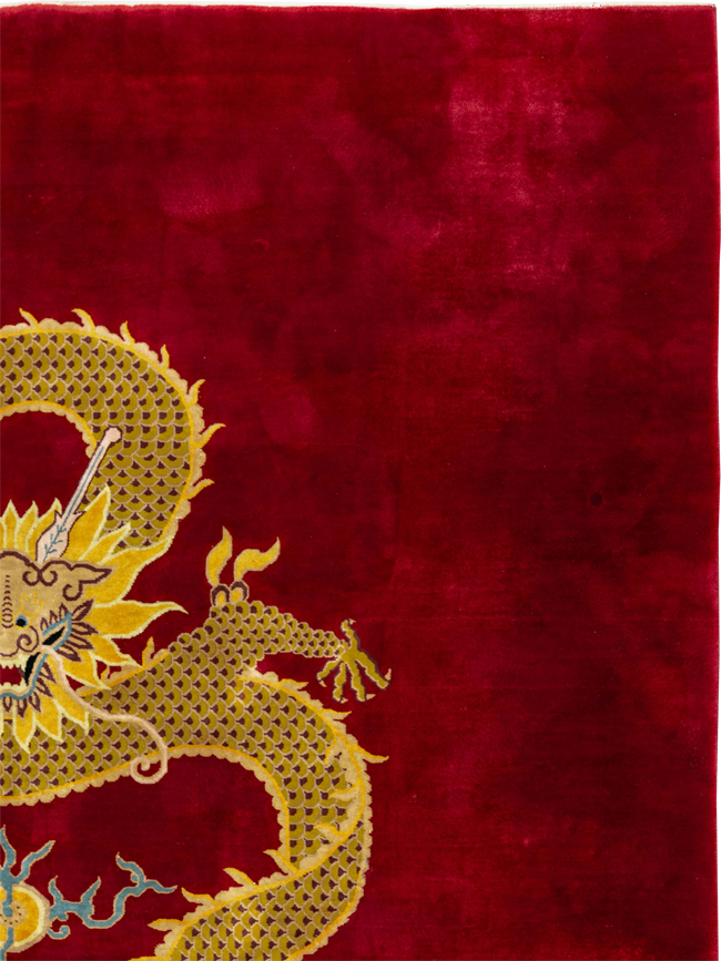 Vintage Chinese Dragon Art Deco Room Size Carpet, No.33714 - Gsblank