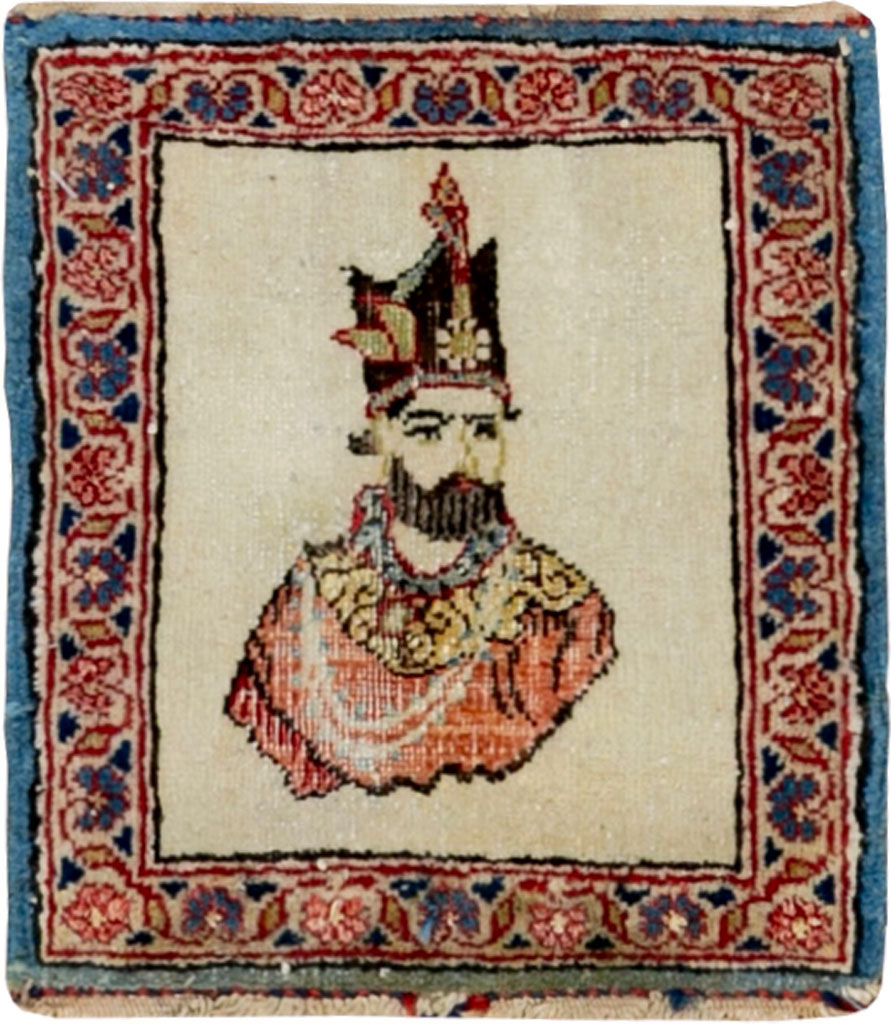 Antique Persian Kashan Pictorial Rug, No.33722 - Gsblank