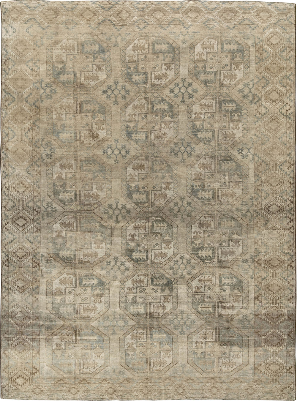 Vintage Central Asian Turkoman Room Size Carpet, No.33724 - Gsblank