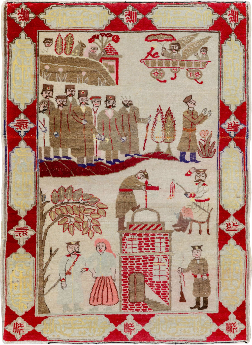 Antique Persian Tabriz Pictorial Rug, No.33733 - Gsblank