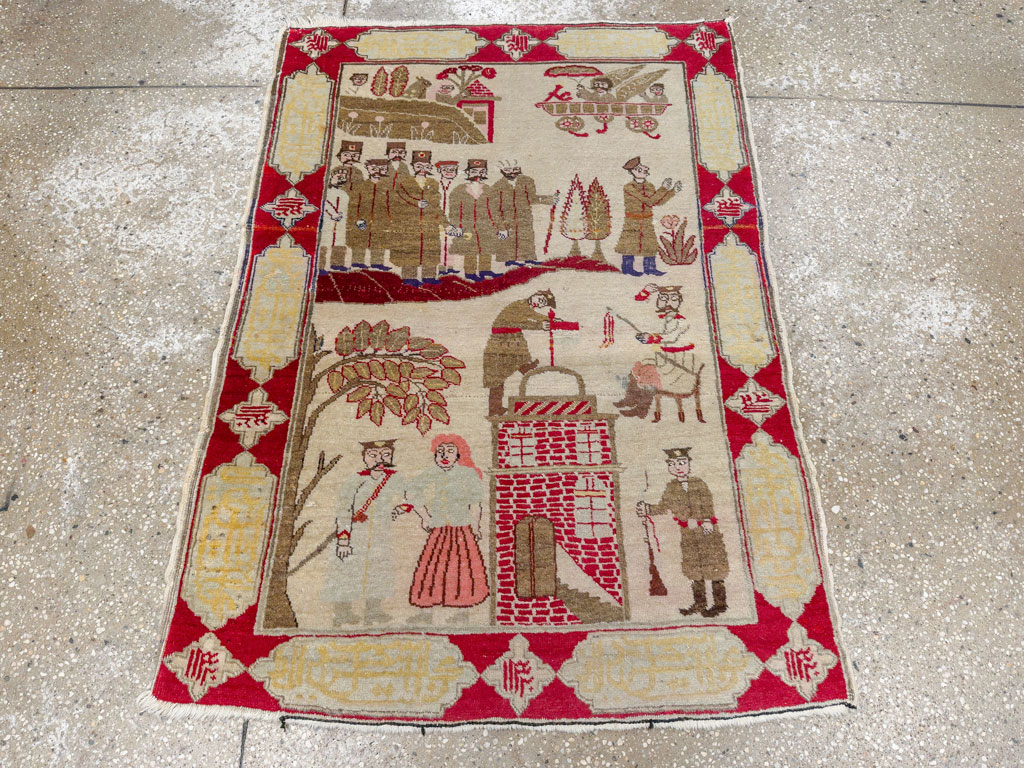 Antique Persian Tabriz Pictorial Rug, No.33733 - Gsblank
