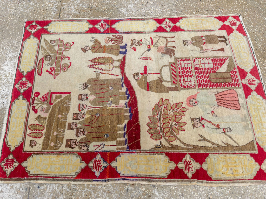 Antique Persian Tabriz Pictorial Rug, No.33733 - Gsblank