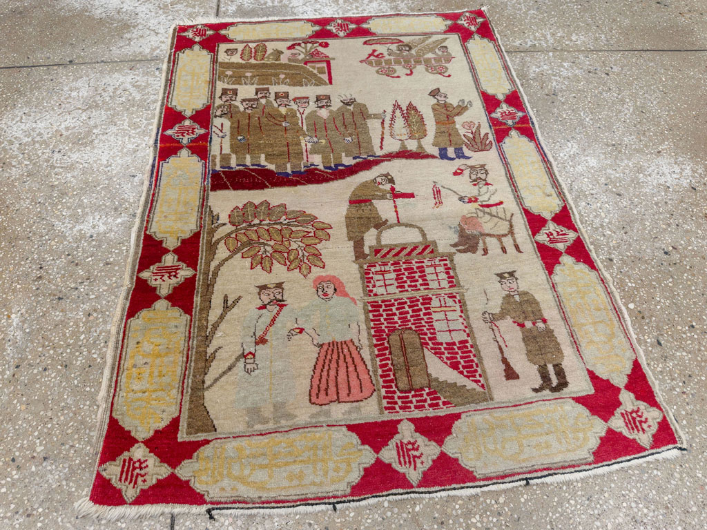 Antique Persian Tabriz Pictorial Rug, No.33733 - Gsblank