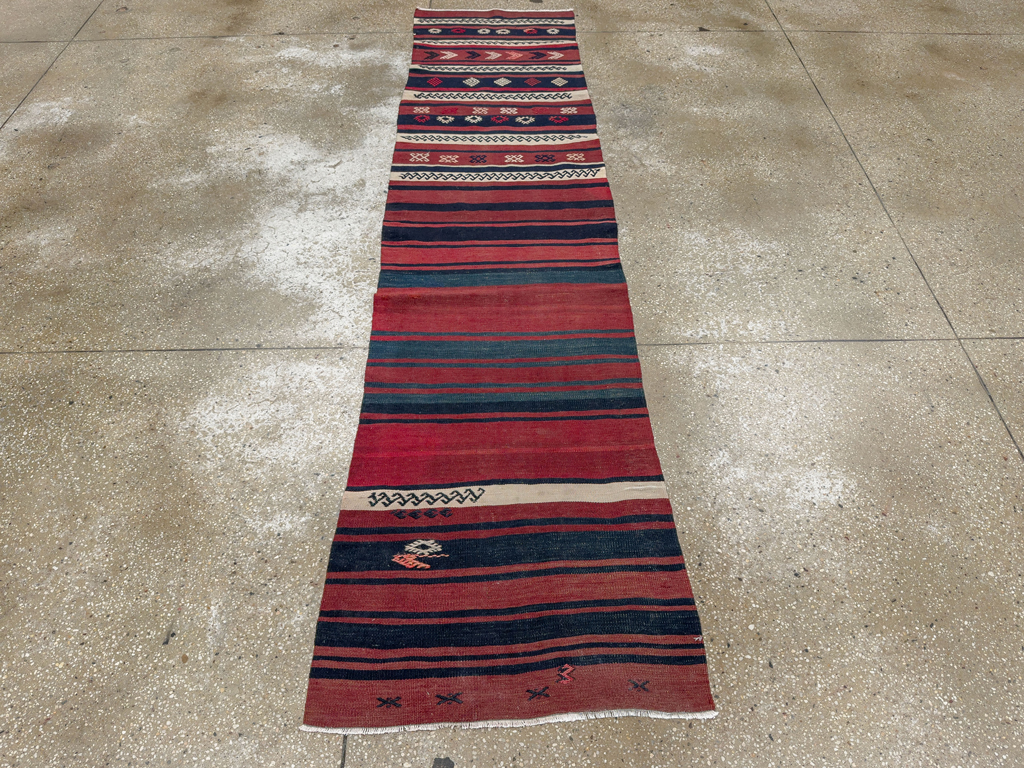 Vintage Turkish Flatweave Kilim Runner, No.33746 - Gsblank