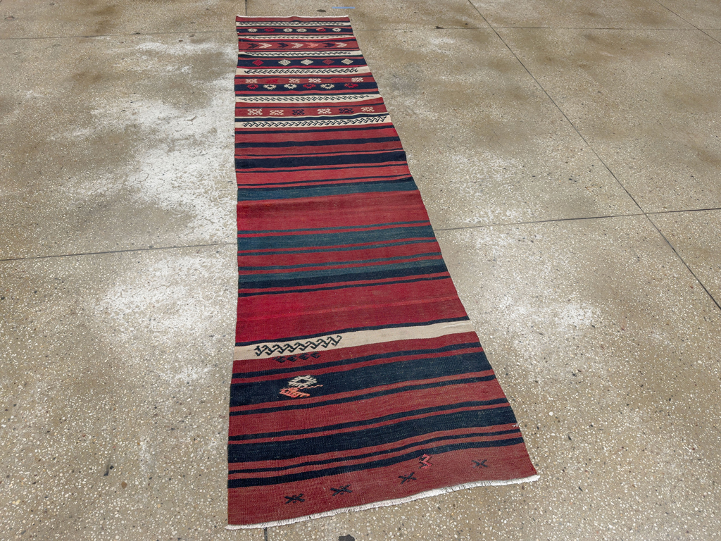 Vintage Turkish Flatweave Kilim Runner, No.33746 - Gsblank