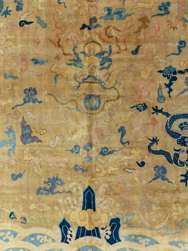 Antique Pictorial Indo-Chinese Peking Style Square Carpet, No.33749 - Gsblank