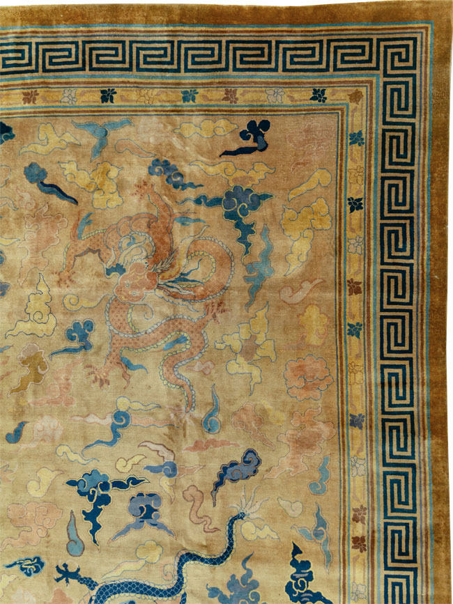 Antique Pictorial Indo-Chinese Peking Style Square Carpet, No.33749 - Gsblank