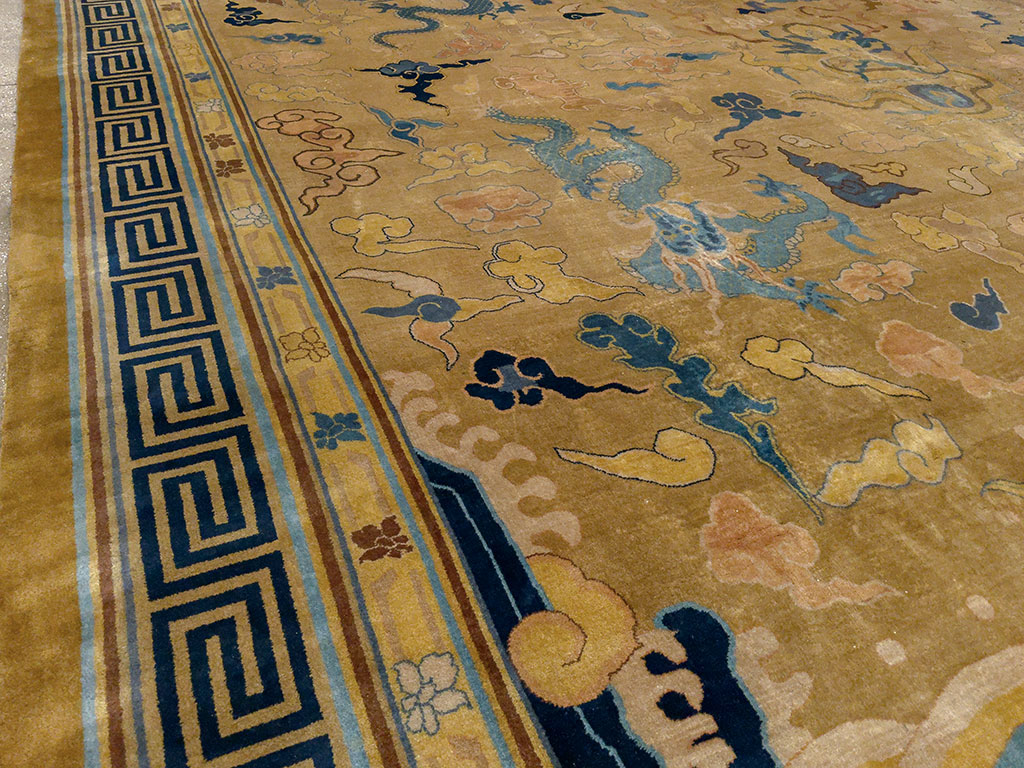 Antique Pictorial Indo-Chinese Peking Style Square Carpet, No.33749 - Gsblank