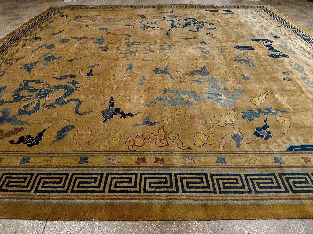 Antique Pictorial Indo-Chinese Peking Style Square Carpet, No.33749 - Gsblank