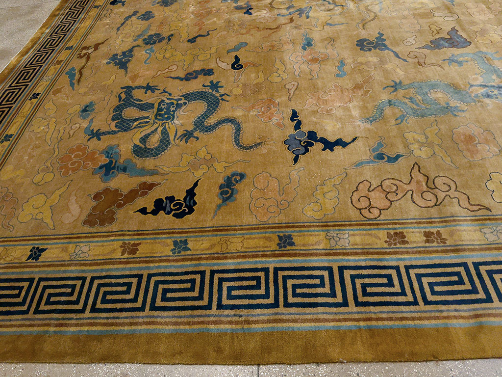 Antique Pictorial Indo-Chinese Peking Style Square Carpet, No.33749 - Gsblank