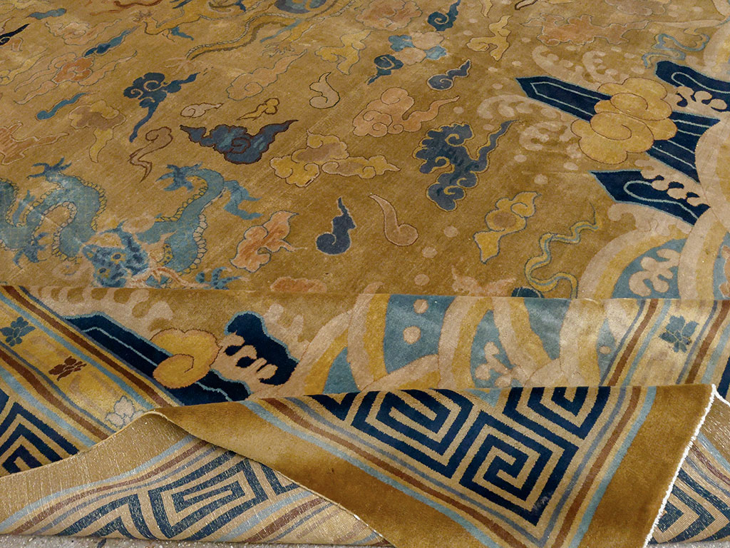 Antique Pictorial Indo-Chinese Peking Style Square Carpet, No.33749 - Gsblank