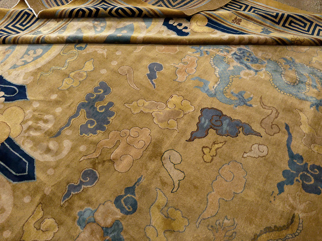 Antique Pictorial Indo-Chinese Peking Style Square Carpet, No.33749 - Gsblank