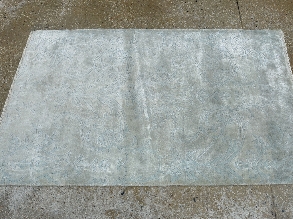 Modern Tibetan Silk Throw Rug, No.33782 - Gsblank