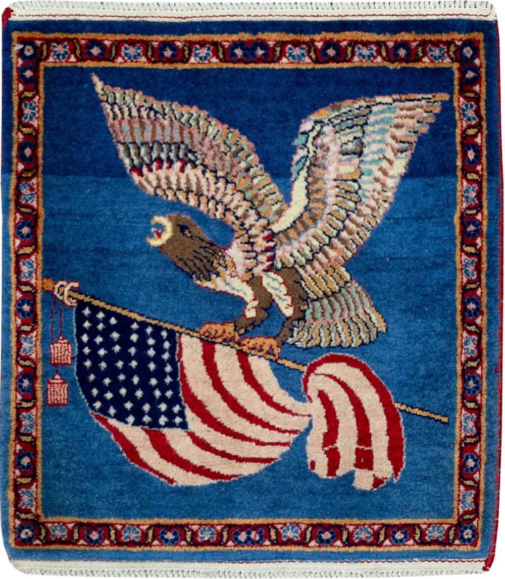 Modern Pakistan in Style of Kashan Pictorial Flag Rug, No.33784 - Gsblank