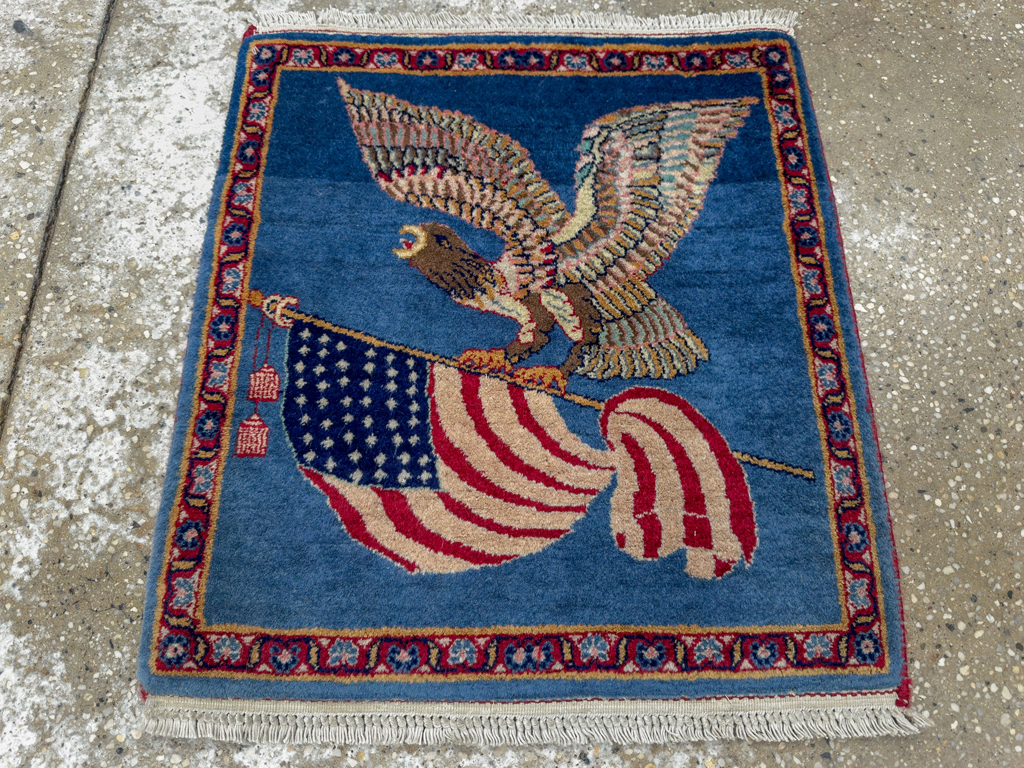 Modern Pakistan in Style of Kashan Pictorial Flag Rug, No.33784 - Gsblank
