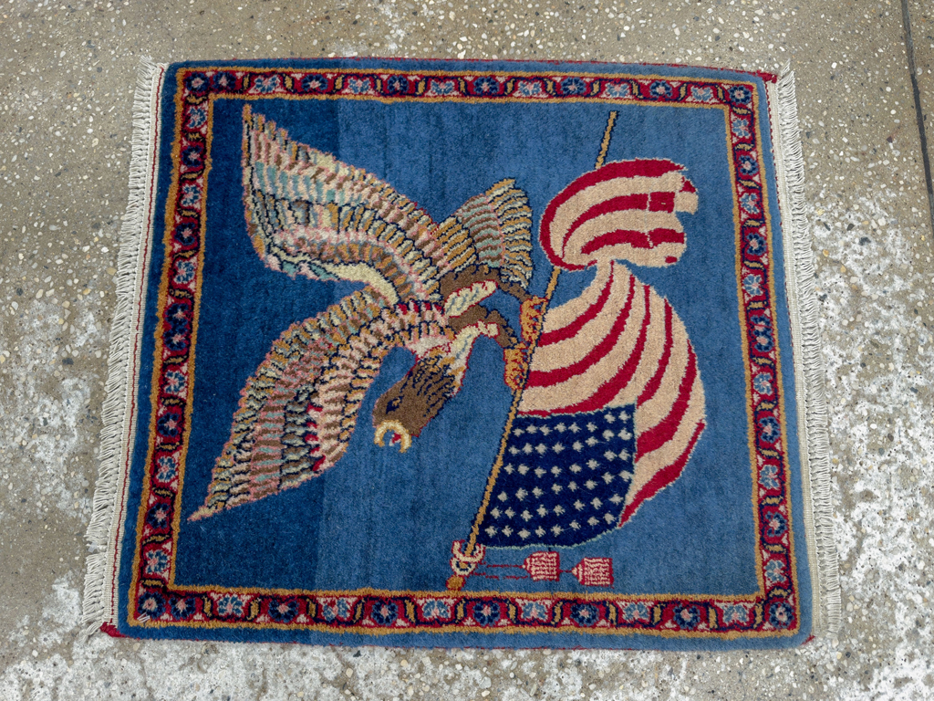 Modern Pakistan in Style of Kashan Pictorial Flag Rug, No.33784 - Gsblank