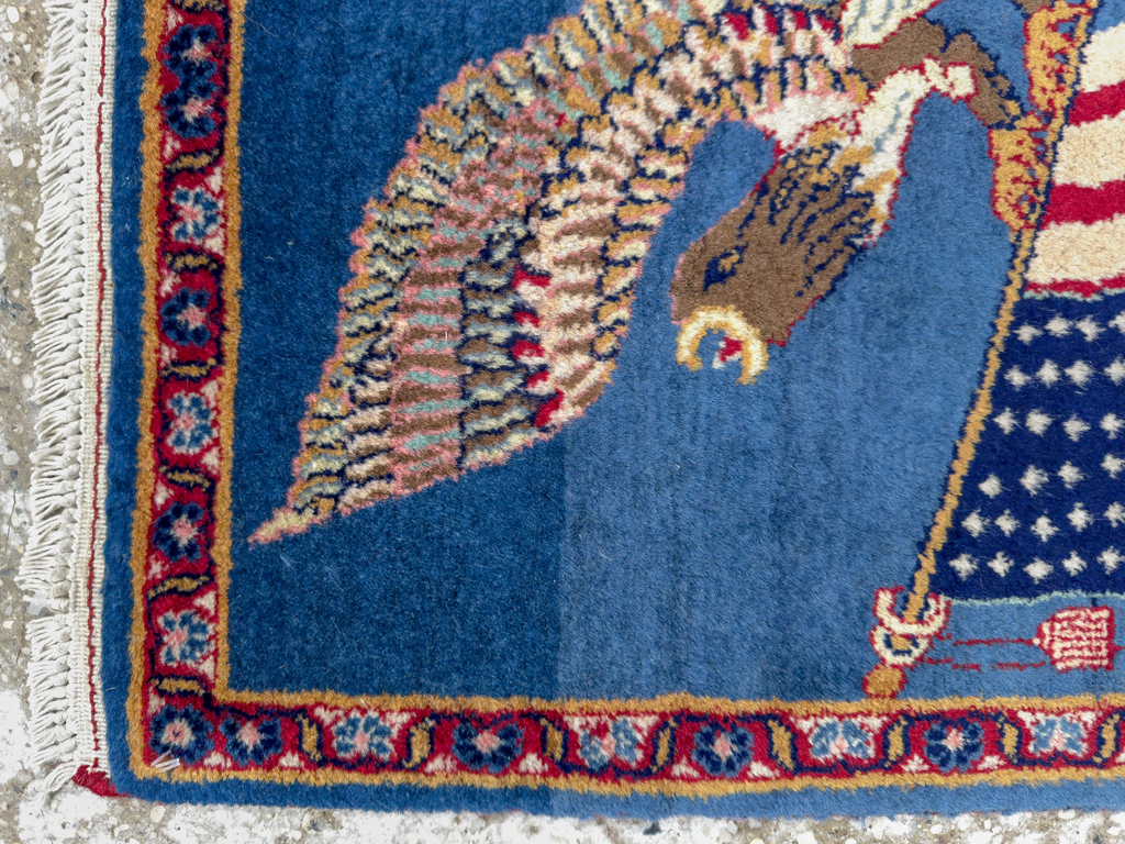 Modern Pakistan in Style of Kashan Pictorial Flag Rug, No.33784 - Gsblank