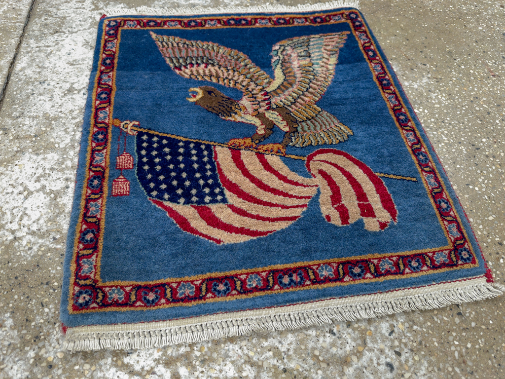 Modern Pakistan in Style of Kashan Pictorial Flag Rug, No.33784 - Gsblank