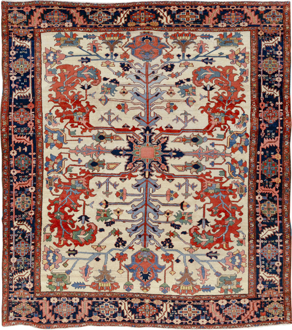 Antique Persian Heriz Room Size Carpet, No.33787 - Gsblank