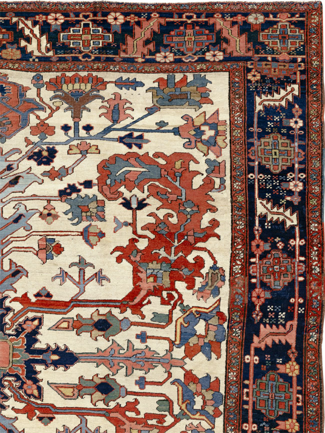 Antique Persian Heriz Room Size Carpet, No.33787 - Gsblank