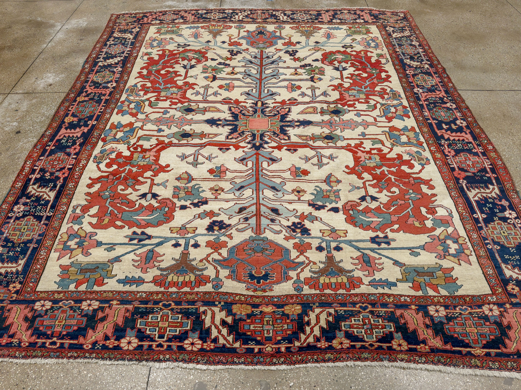 Antique Persian Heriz Room Size Carpet, No.33787 - Gsblank