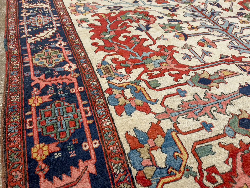 Antique Persian Heriz Room Size Carpet, No.33787 - Gsblank