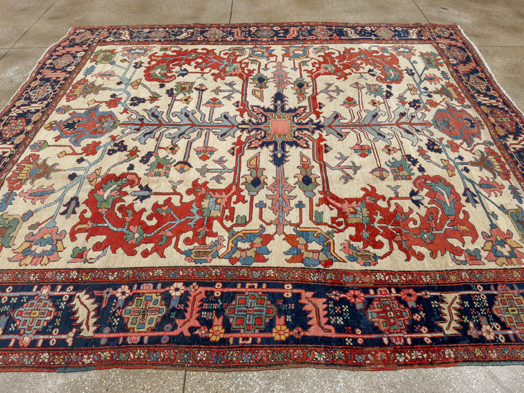 Antique Persian Heriz Room Size Carpet, No.33787 - Gsblank