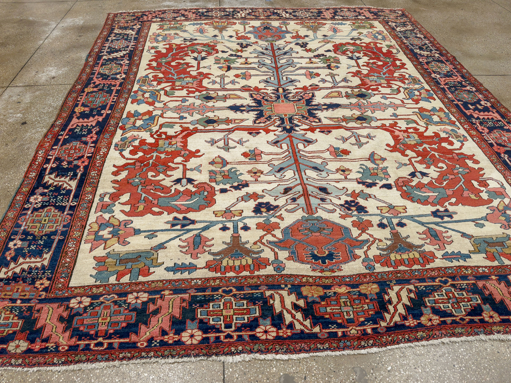 Antique Persian Heriz Room Size Carpet, No.33787 - Gsblank