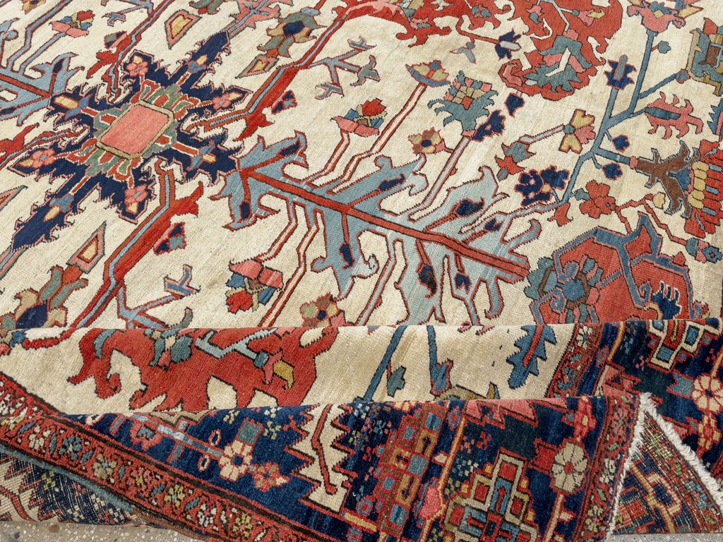 Antique Persian Heriz Room Size Carpet, No.33787 - Gsblank