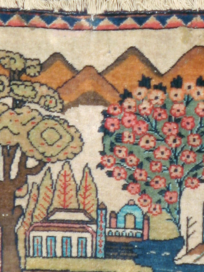 Antique Persian Kashan Pictorial Rug, No.8103 - Gsblank