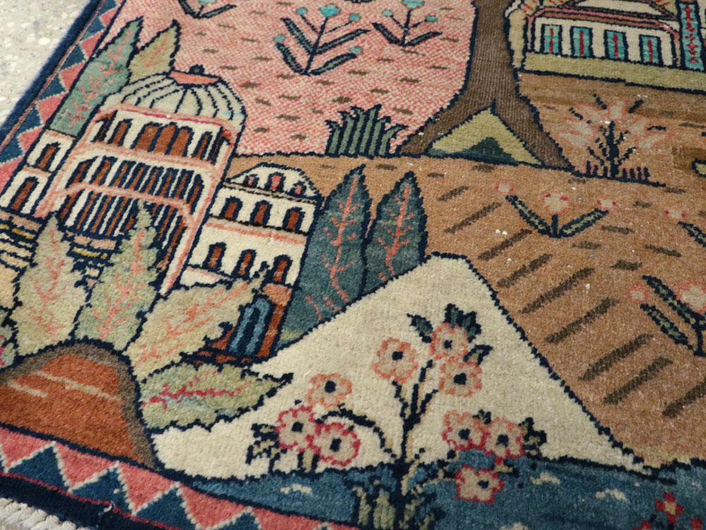 Antique Persian Kashan Pictorial Rug, No.8103 - Gsblank