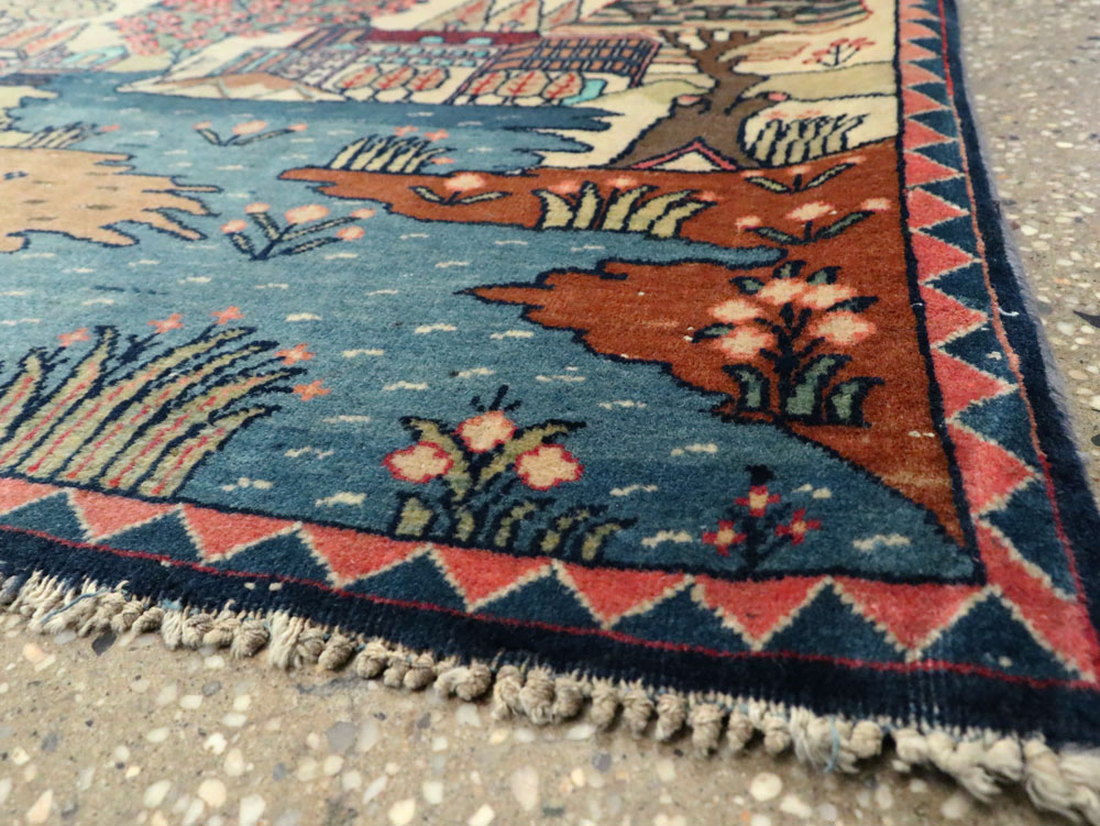 Antique Persian Kashan Pictorial Rug, No.8103 - Gsblank