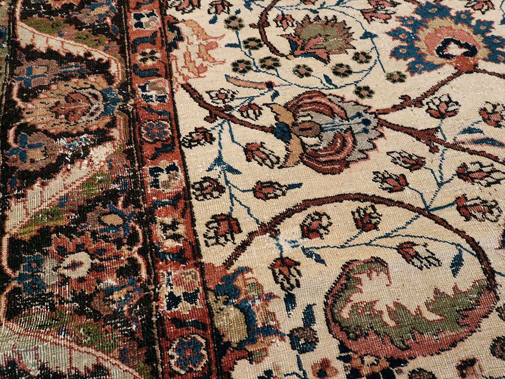 Antique Persian Tabriz Distressed Rug, No.8114 - Gsblank