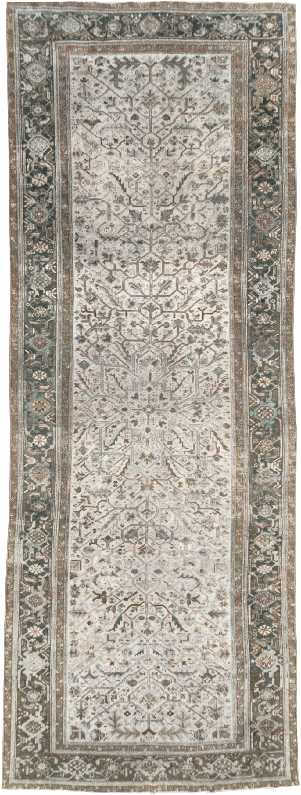 Vintage Persian Heriz Wide Gallery Runner, No.8246 - Gsblank