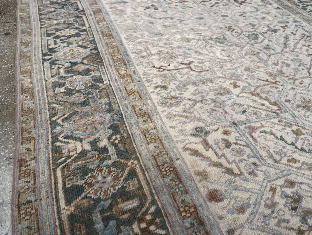 Vintage Persian Heriz Wide Gallery Runner, No.8246 - Gsblank