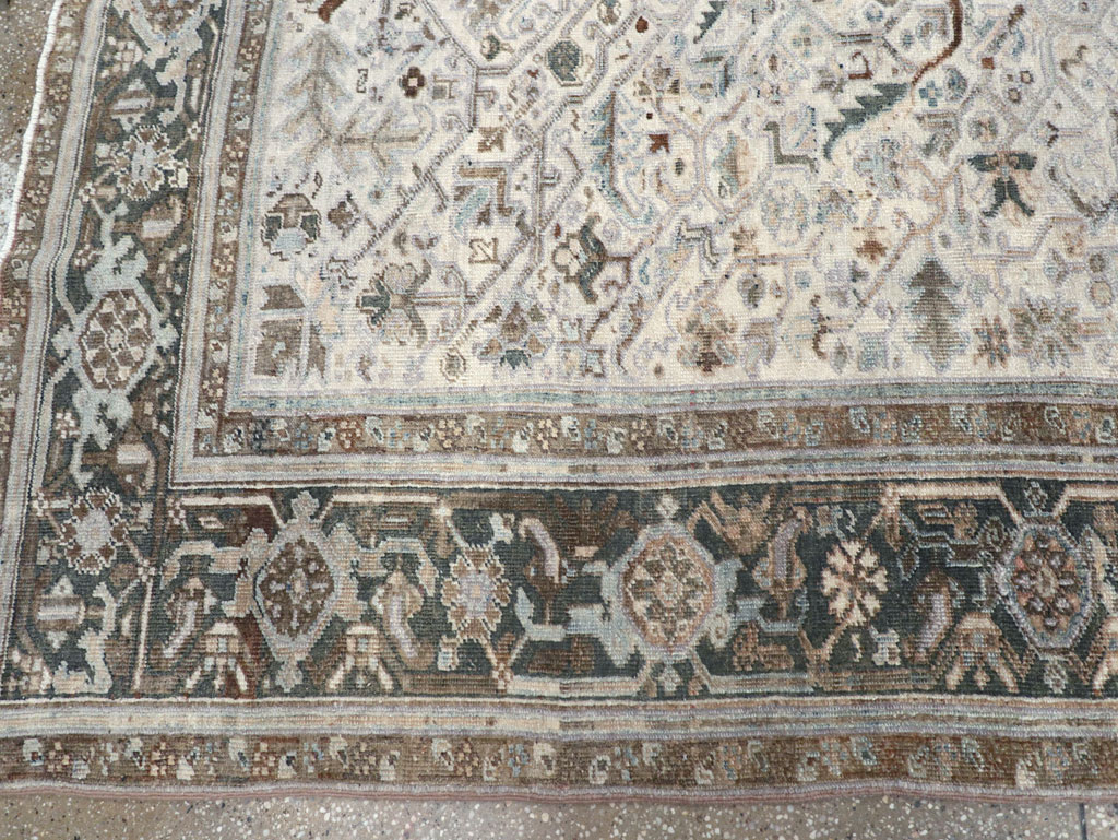 Vintage Persian Heriz Wide Gallery Runner, No.8246 - Gsblank