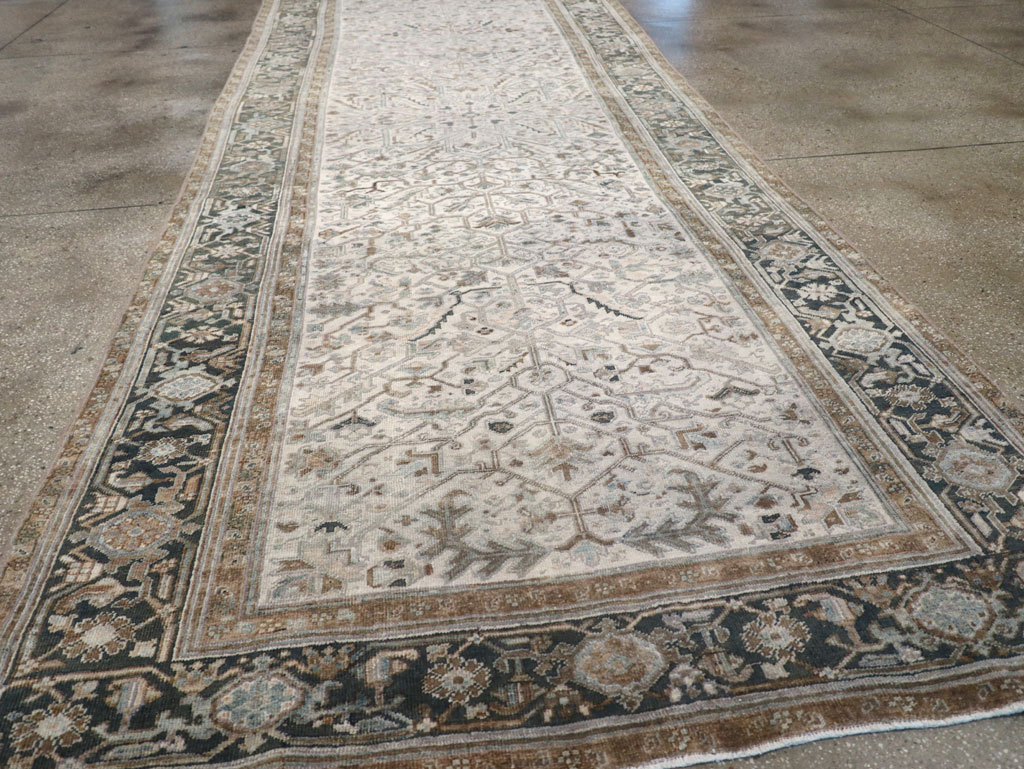 Vintage Persian Heriz Wide Gallery Runner, No.8246 - Gsblank