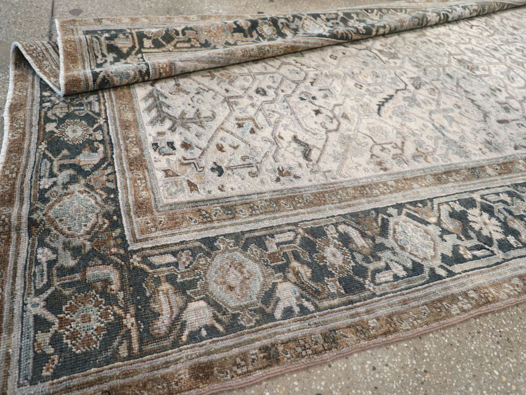 Vintage Persian Heriz Wide Gallery Runner, No.8246 - Gsblank