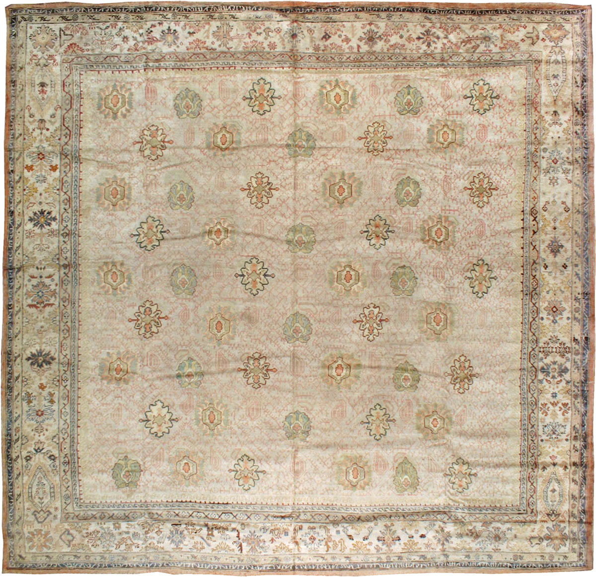 Antique Turkish Oushak Square Carpet, No.8268 - Gsblank