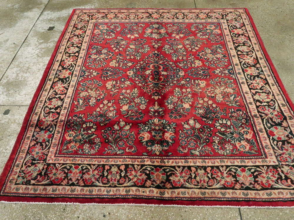 Vintage Persian Sarouk Square Rug, No.8457 - Gsblank