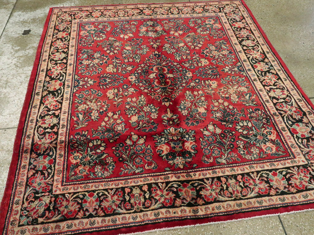 Vintage Persian Sarouk Square Rug, No.8457 - Gsblank